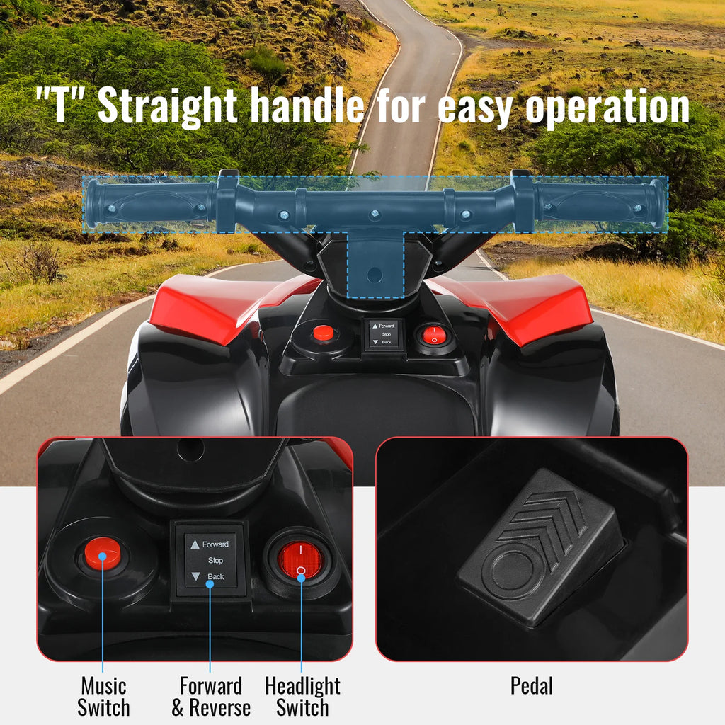AOOU 6V Battery Powered Kids Electric Car, Kids Ride on Toys for Toddlers, Electric Vehicle ATV Car, 4 Wheeler w/Music,LED Lights