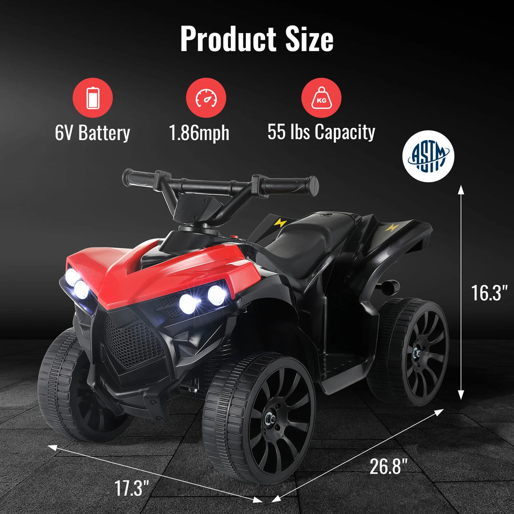 AOOU 6V Battery Powered Kids Electric Car, Kids Ride on Toys for Toddlers, Electric Vehicle ATV Car, 4 Wheeler w/Music,LED Lights