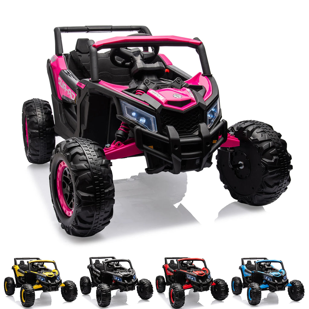 24V Kids Ride On UTV Car With Remote Control, Dual Motors, EVA Tires, Spring Suspension, LED Lights, USB Music, 2 Seat Electric Toy