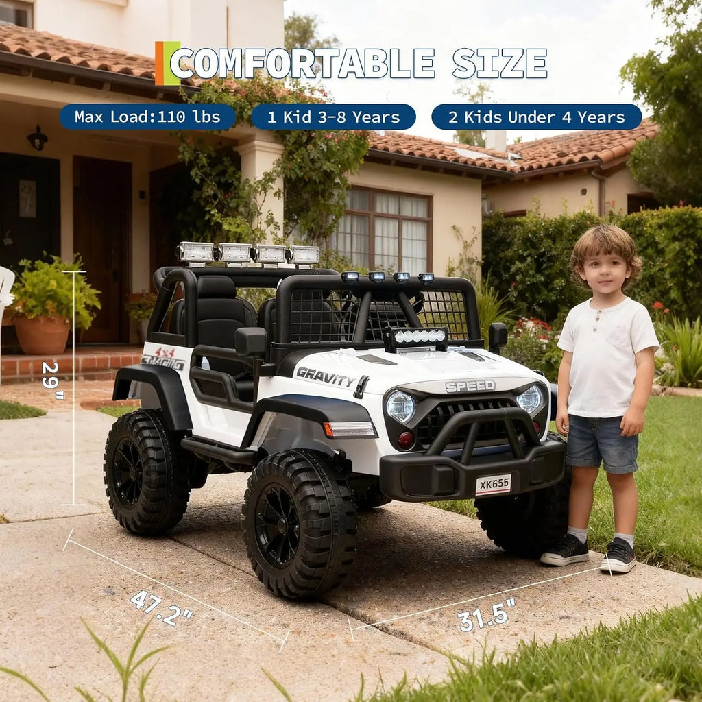 Tacleekii 24V Electric Car for Kids 2-Seater Electric Ride-On Truck 4WD, Dual Motors Parent Remote LED Headlights & Music Player Outdoor All-Terrain Vehicle