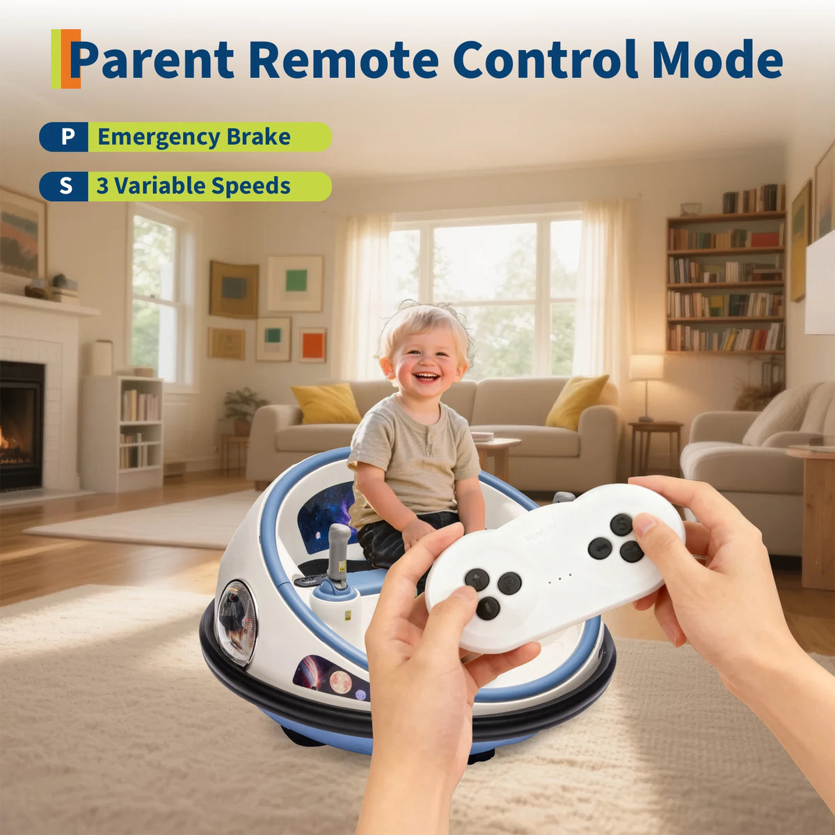 12V Kids Electric Bumper Car with Remote Control, 360° Spinning Ride-On Toy with LED Lights, Soft Bumper & Safety Belt, Round Indoor/Outdoor Vehicle for Toddlers Ages 2-5