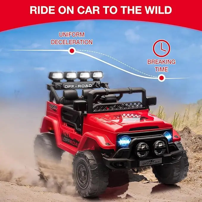 Ride On Truck Car for Kids, 12V Electric Ride On Car with Remote Control, Spring Suspension, Led Lights, Bluetooth, Music & Horn, 3 Speeds