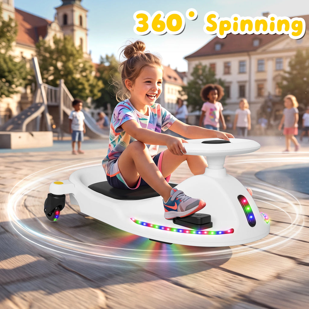 18V Electric Wiggle Car, Gift Toy for Kids Ages 5+, Anti-Rollover, Kids Car with Bluetooth, Flashing Wheels, Led Display Screen, 2 in 1 Riding Modes