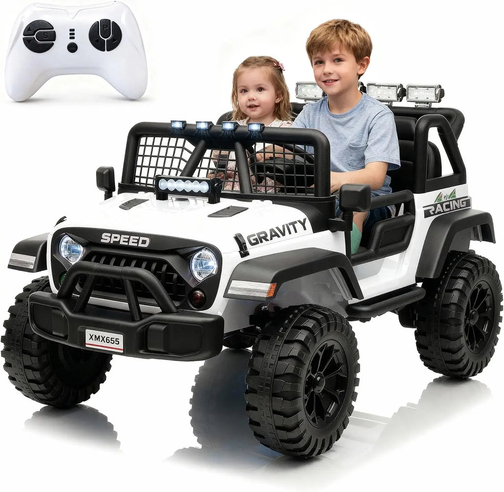 Tacleekii 24V Electric Car for Kids 2-Seater Electric Ride-On Truck 4WD, Dual Motors Parent Remote LED Headlights & Music Player Outdoor All-Terrain Vehicle