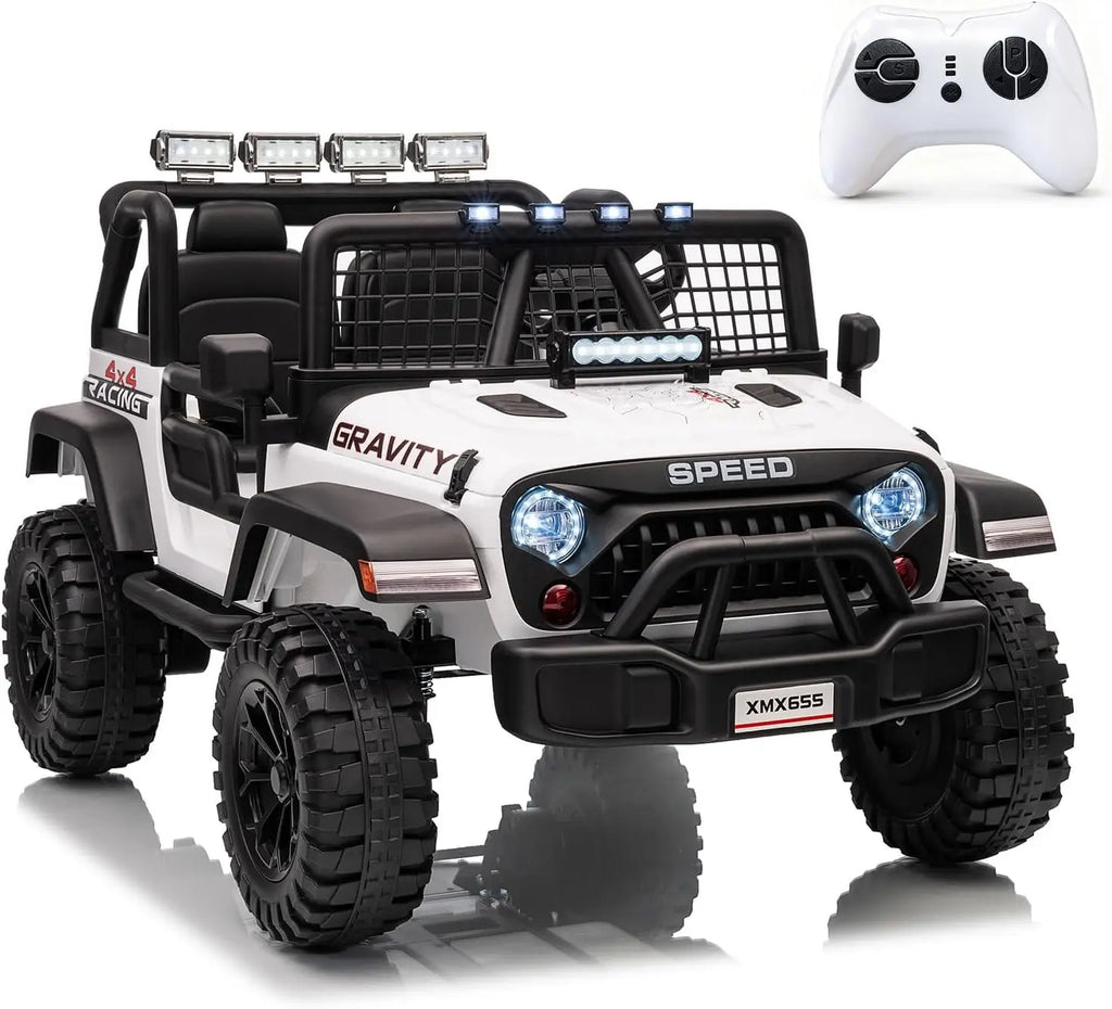 Tacleekii 24V Electric Car for Kids 2-Seater Electric Ride-On Truck 4WD, Dual Motors Parent Remote LED Headlights & Music Player Outdoor All-Terrain Vehicle