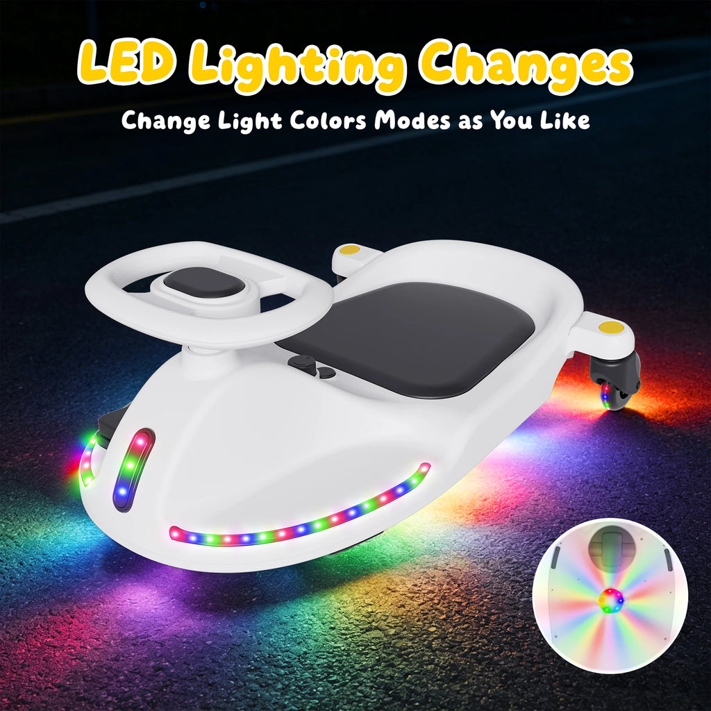 18V Electric Wiggle Car, Gift Toy for Kids Ages 5+, Anti-Rollover, Kids Car with Bluetooth, Flashing Wheels, Led Display Screen, 2 in 1 Riding Modes