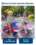 12V 2-in-1 Ride On Electric Wiggle Car for Kids -- Pedal & Swing Modes -- 360° Steering, Flashing Wheels, Music, Anti-Rollover, Rechargeable, High Weight Capacity -- Indoor Outdoor
