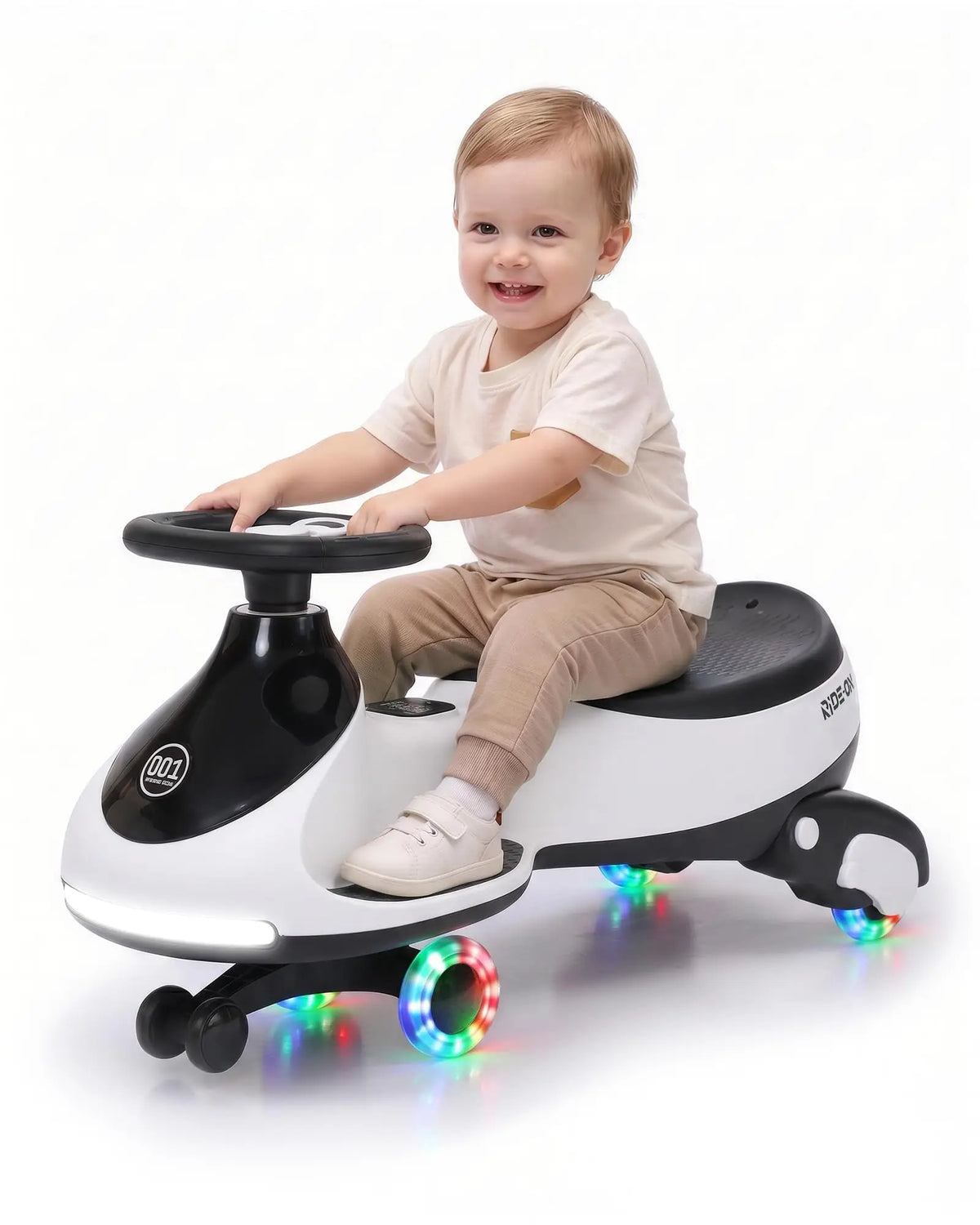 12V 2-in-1 Ride On Electric Wiggle Car for Kids -- Pedal & Swing Modes -- 360° Steering, Flashing Wheels, Music, Anti-Rollover, Rechargeable, High Weight Capacity -- Indoor Outdoor