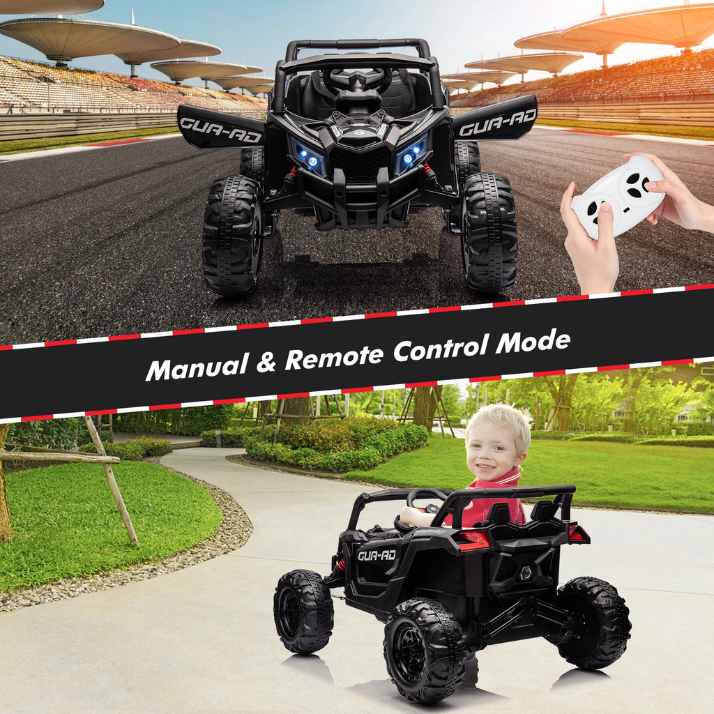 24V Kids Ride On UTV Car With Remote Control, Dual Motors, EVA Tires, Spring Suspension, LED Lights, USB Music, 2 Seat Electric Toy