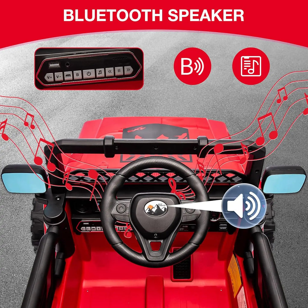 Ride On Truck Car for Kids, 12V Electric Ride On Car with Remote Control, Spring Suspension, Led Lights, Bluetooth, Music & Horn, 3 Speeds