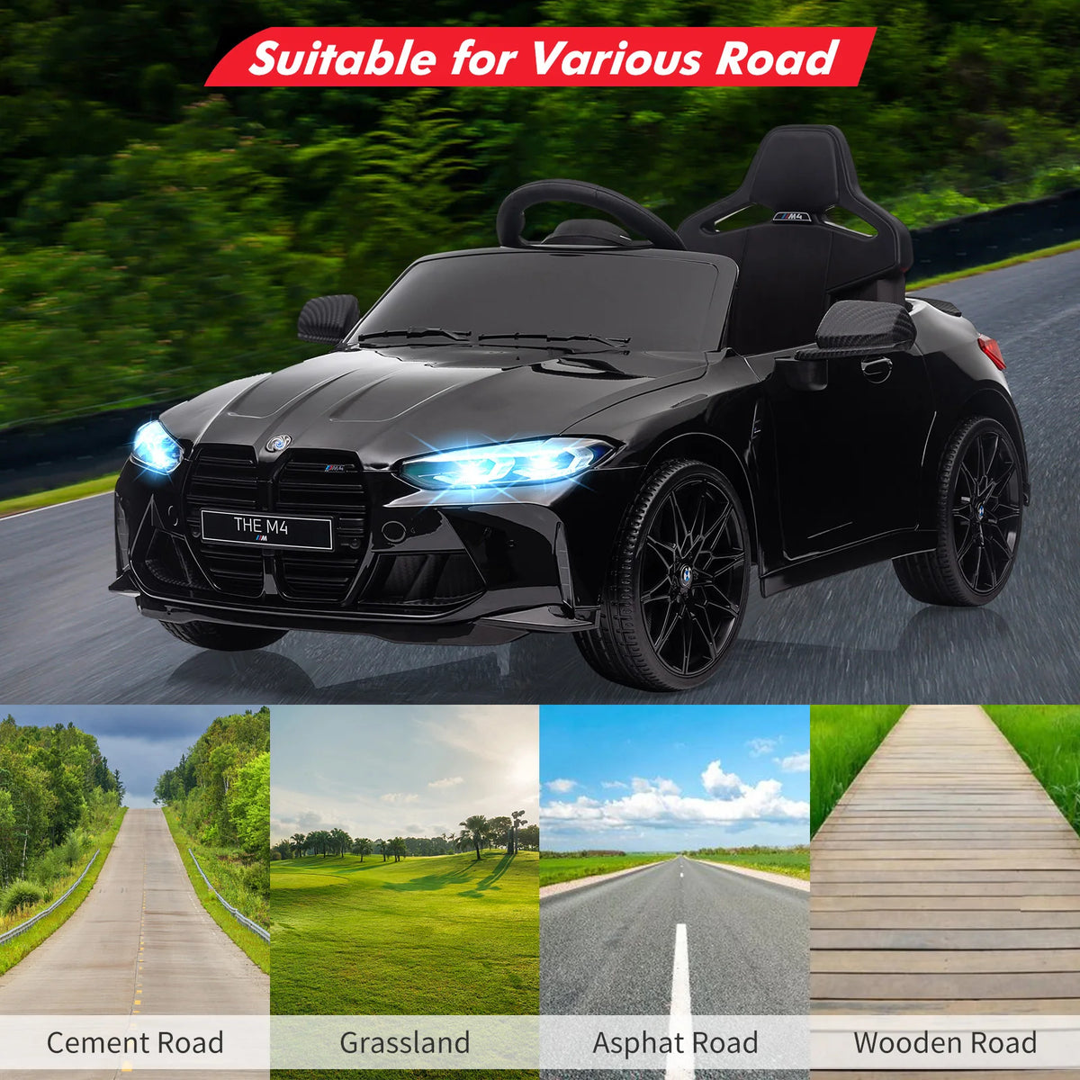 12V Kids Electric Ride On Car - Remote Control, 3 Speeds, LED Lights, MP3 Player, USB, Wireless Connectivity, Suspension System, Battery Powered Toy Vehicle for Toddlers