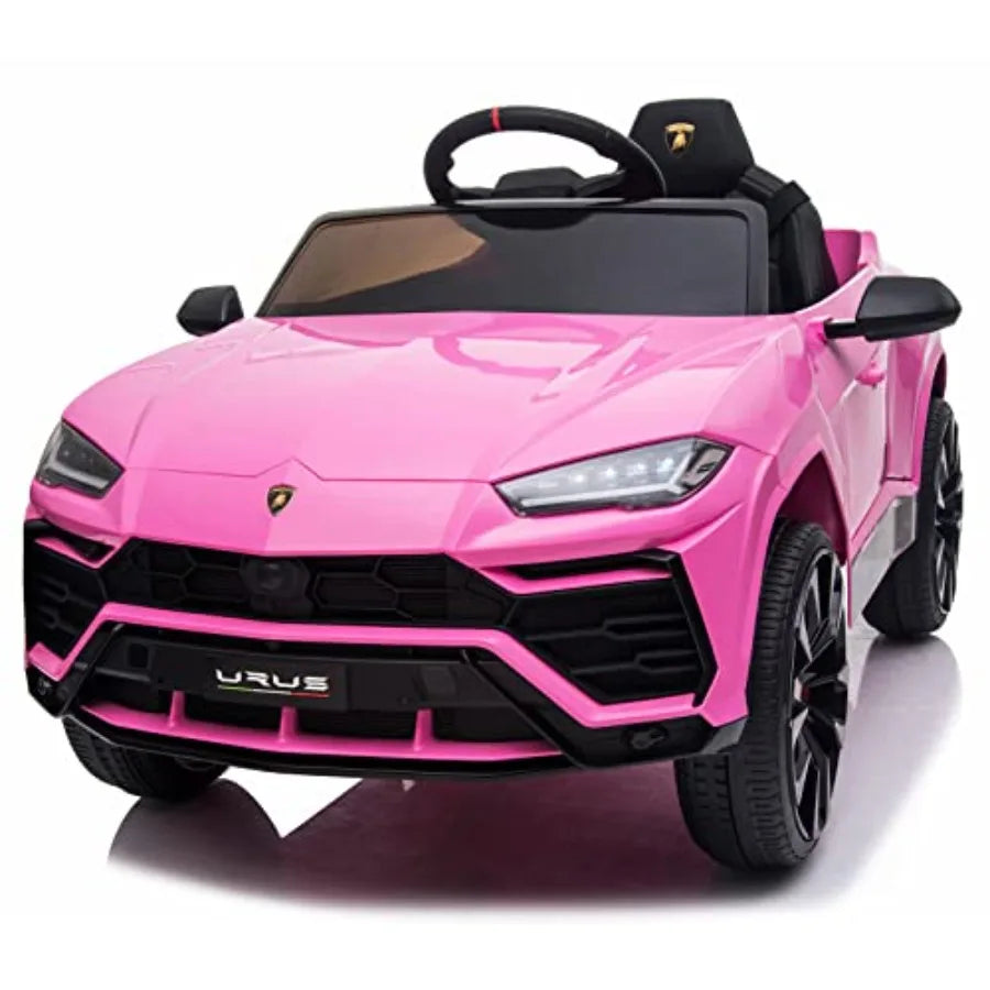 Electric Ride On Car for 12V Pink Licenced Lamborghini with Remote Control AUX Spring Suspension Music LED Lights USB Port Foot