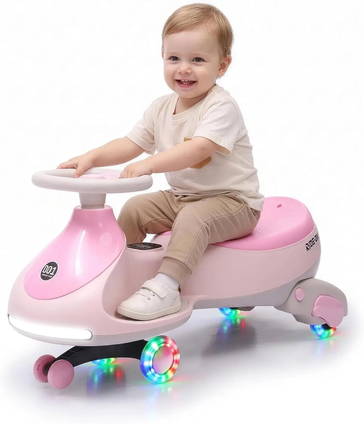 2-in-1 Electric Wiggle Car for Kids – 12V Ride-On with Pedal & Swing Modes, 360° Steering, Flashing Wheels, Music, Anti-Rollover & Rechargeable Battery, Indoor/Outdoor