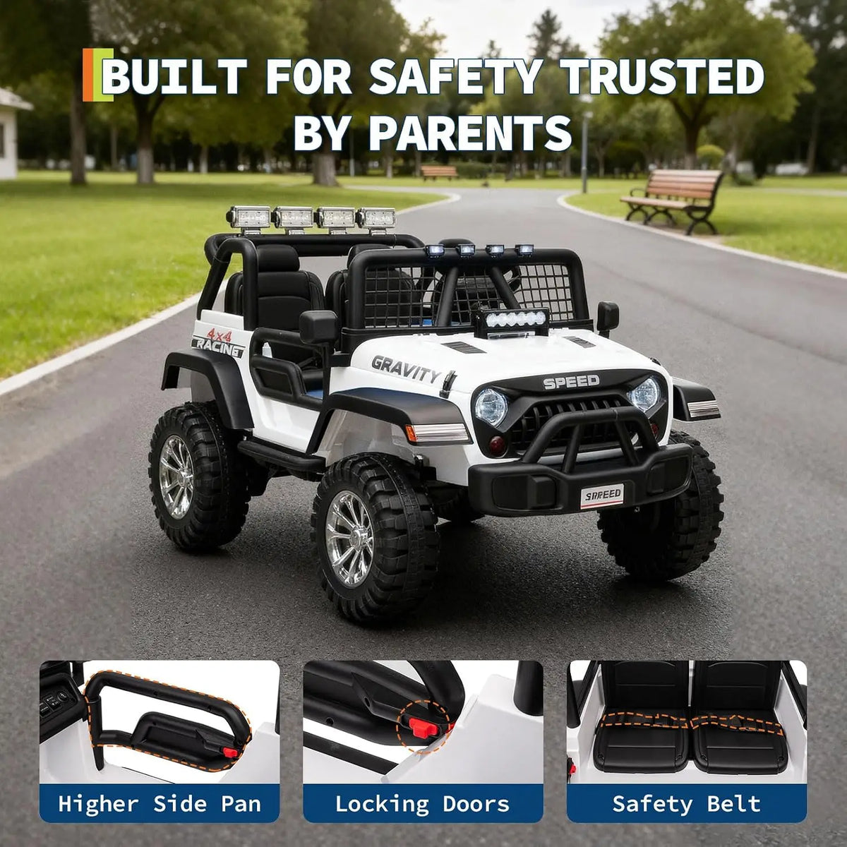 Tacleekii 24V Electric Car for Kids 2-Seater Electric Ride-On Truck 4WD, Dual Motors Parent Remote LED Headlights & Music Player Outdoor All-Terrain Vehicle