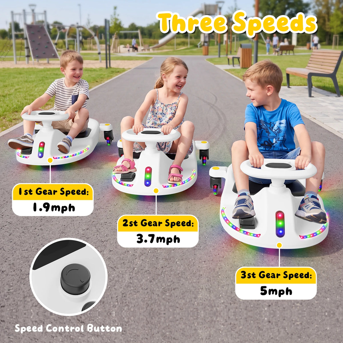 18V Electric Wiggle Car, Gift Toy for Kids Ages 5+, Anti-Rollover, Kids Car with Bluetooth, Flashing Wheels, Led Display Screen, 2 in 1 Riding Modes